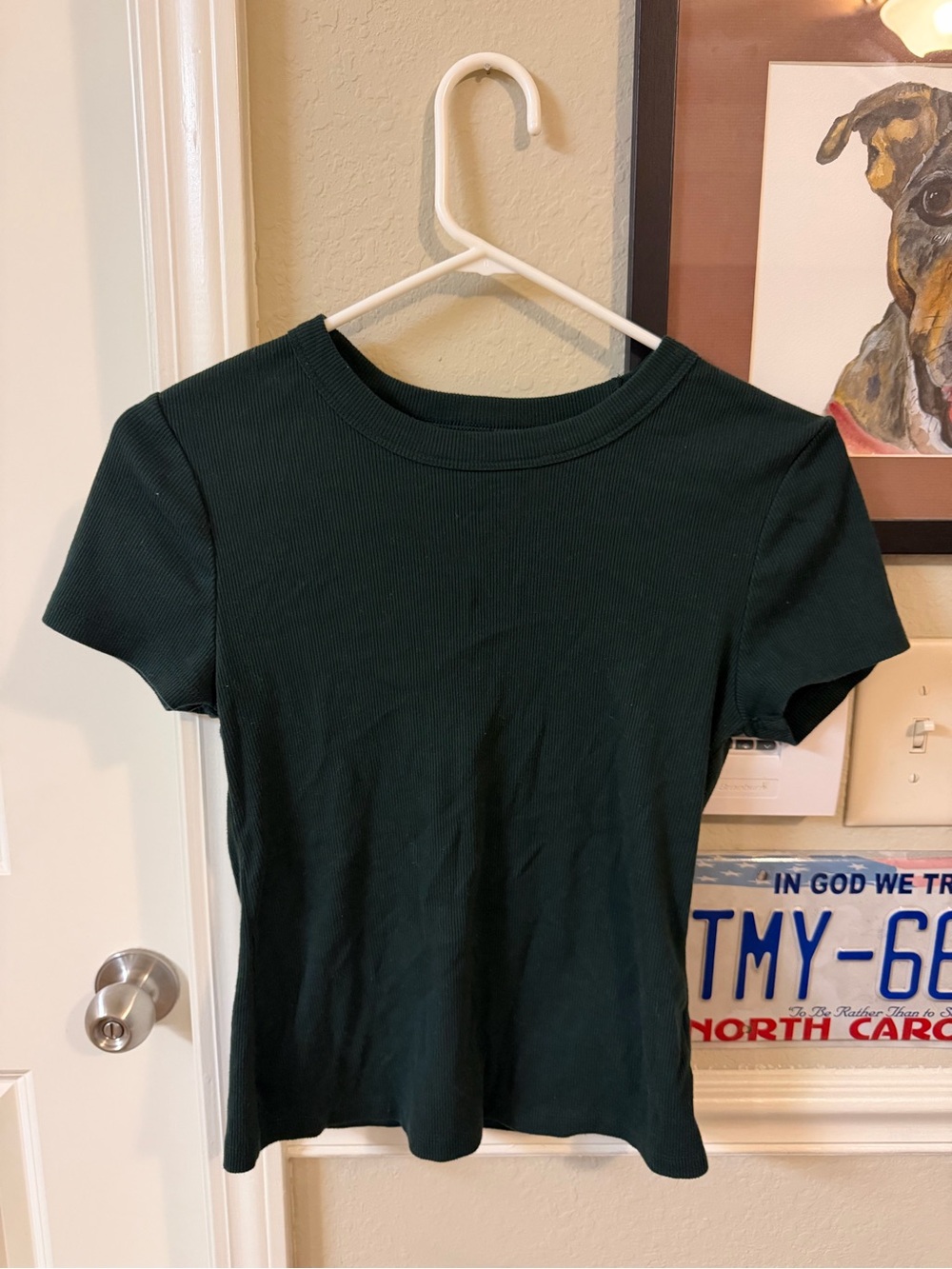 Old Navy Forest Green Short Sleeve Ribbed Crew Tee